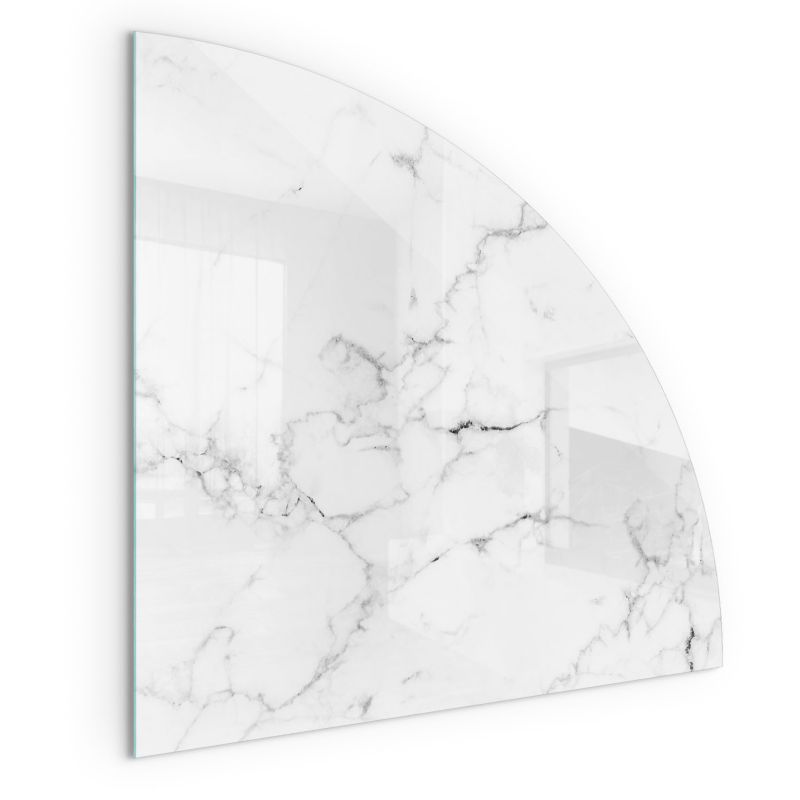 Szklana Podkładka Pod Kominek Ćwiartka Wallfluent 100x100 cm Marmur z żyłami 1 szt.