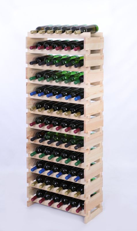 Stojak na wino MODO24 regał modułowy na butelki 12 leżni x 6 butelek montaż bez narzędzi naturalne drewno 1 szt.