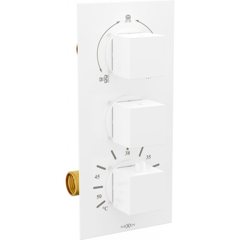 Termostatyczna bateria wannowo-prysznicowa Mexen Cube biała 3-wyjściowa 1 szt.