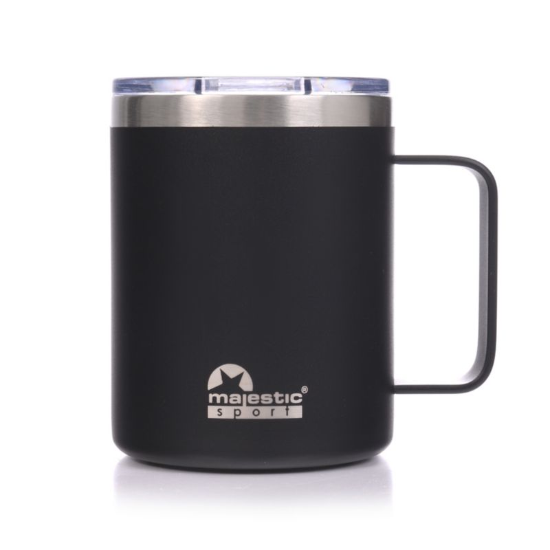 Kubek termiczny z uchem / uchwytem na kawę lub herbatę - MajesticSport Gump 400ml czarny (1 szt.)