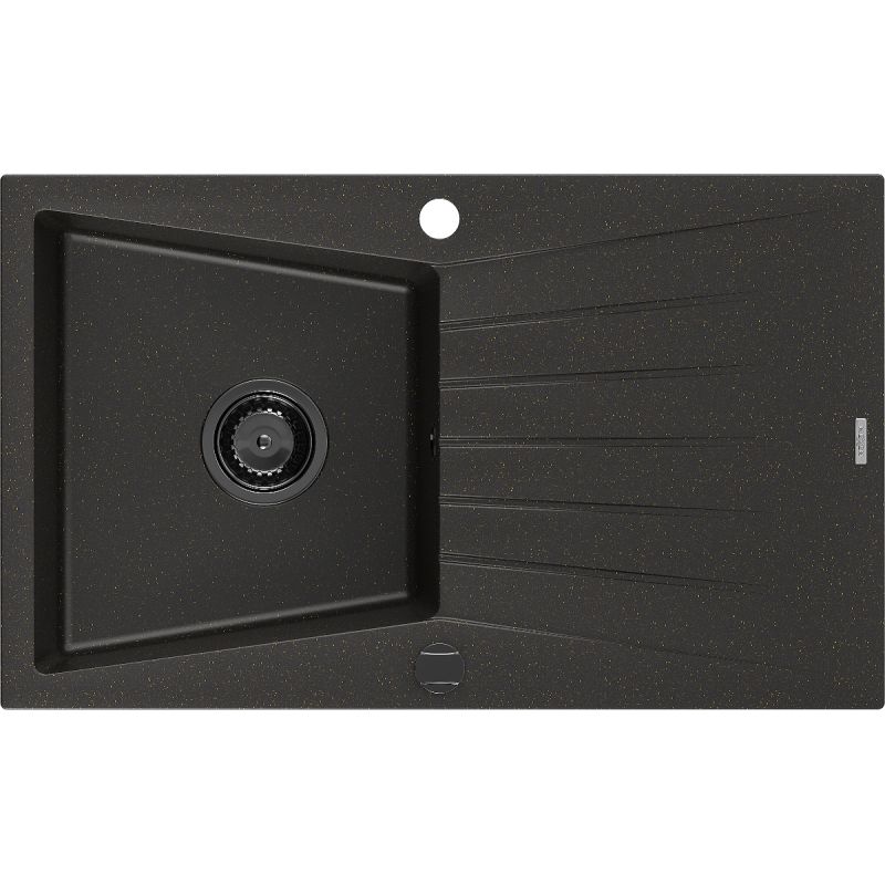 Zlewozmywak wpuszczany Mexen Cesar 1-komorowy czarny/złoty metalik 775x470 mm - 6514771010-75 1 szt.