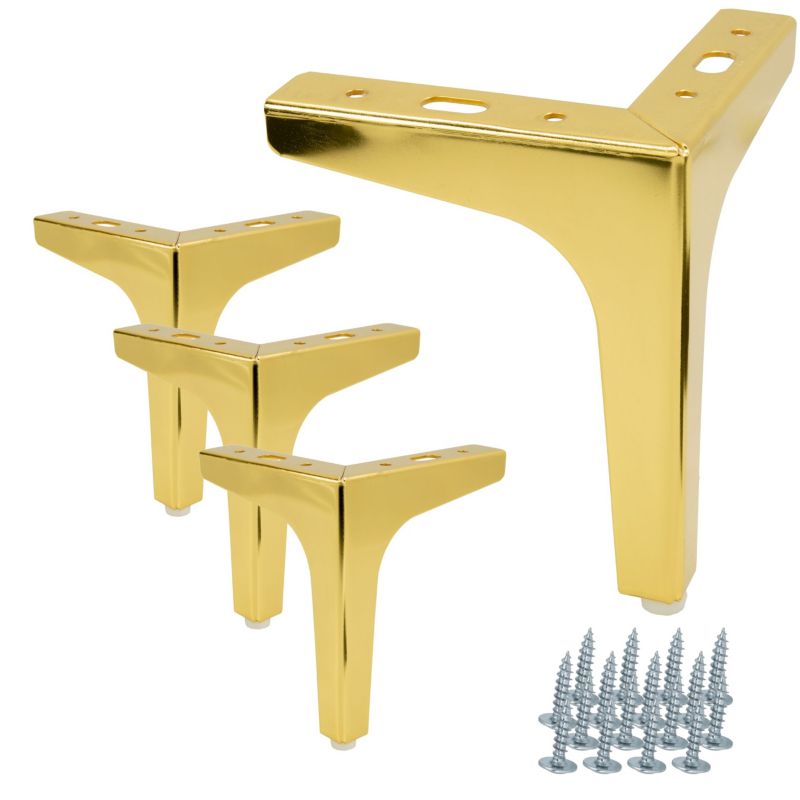 Zestaw 4 nóżek meblowych B&B Kotwica Złoty chrom, wysokość 15 cm 4 szt