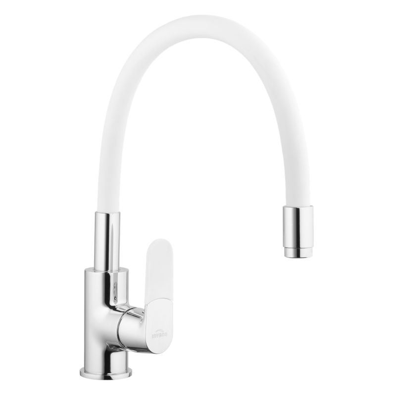 Bateria kuchenna zlewozmywakowa Invena Magic z ruchoma wylewką biała 1 szt.