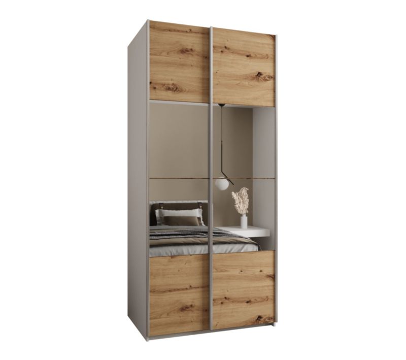 Szafa przesuwna Abiks LUX 4 wysoka szer.100cm biały/artisan/srebrny 1szt.