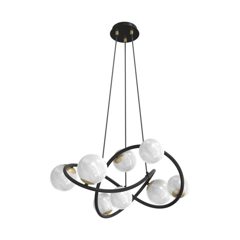 Lampa wisząca Zuma Line Nisyro czarno-złota-alabaster-biała wym: 150 x 65 x 65 cm 8xG9 x 3.5W 1 szt.