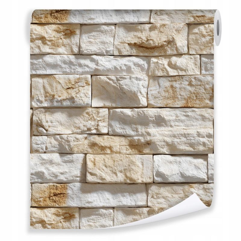 Tapeta WALLARENA Do Sypialni Salonu Na Flizelinie Cegła Struktura Mur Beżowy 50x1000 cm T16171VE 1 szt.