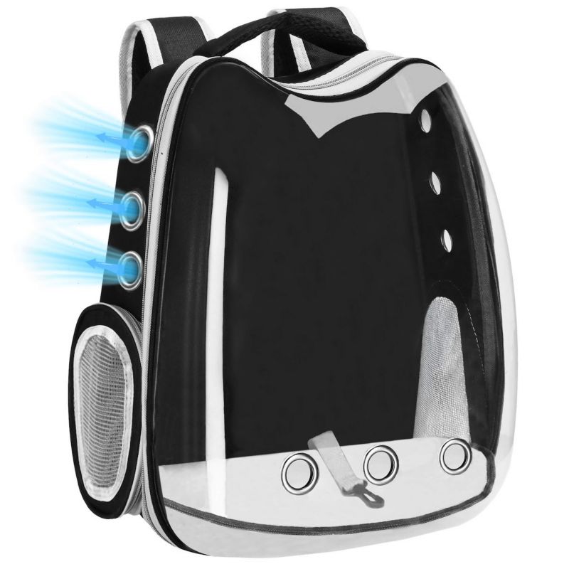 Plecak transporter dla kota, królika, psa Springos 40x34x21 cm torba do 12 kg szara, transparentna 1 szt.