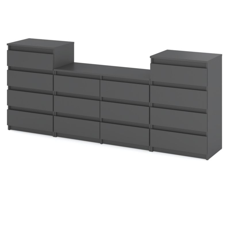 Komoda Hurtownia-Mebli Szuflady 14 Zestaw komód Hugo 464 220cm Szary Mat Szary Mat 220x33.5x92.5 cm 1szt.