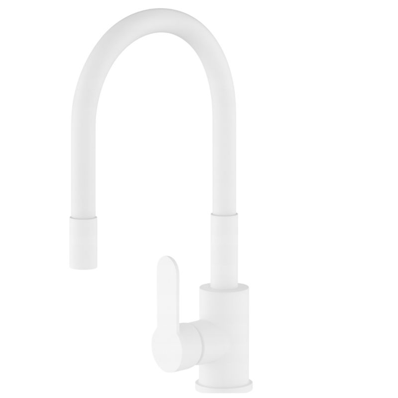 Bateria Kuchenna Stojąca Elastyczna Granitan Wylewka Grado Biały Kran Do Kuchni 1 szt.