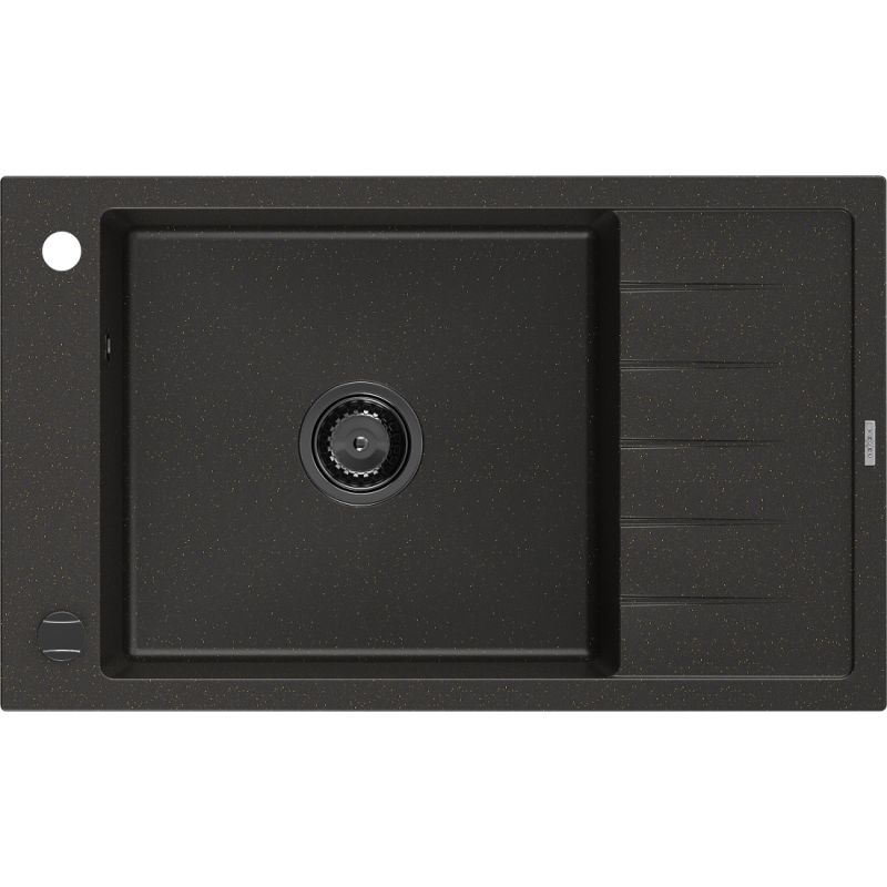 Zlewozmywak wpuszczany Mexen Elias 1-komorowy czarny/złoty metalik 795x480 mm 6511791005-75-B