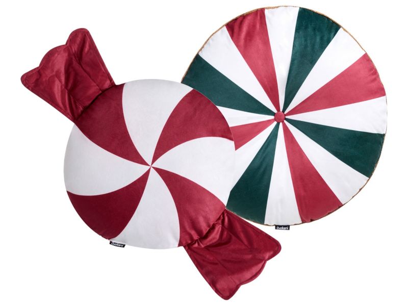 Zestaw 2 poduszek dekoracyjnych Twirl treats Welur 55 x 55 cm 40 x 40 cm Kolorowy Wzór świąteczny 1 par.