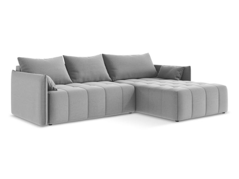 Narożnik prawostronny z funkcją spania LaMiaSofa BOLSENA z tkaniny welwetowej 260x180 cm szary 1 szt.