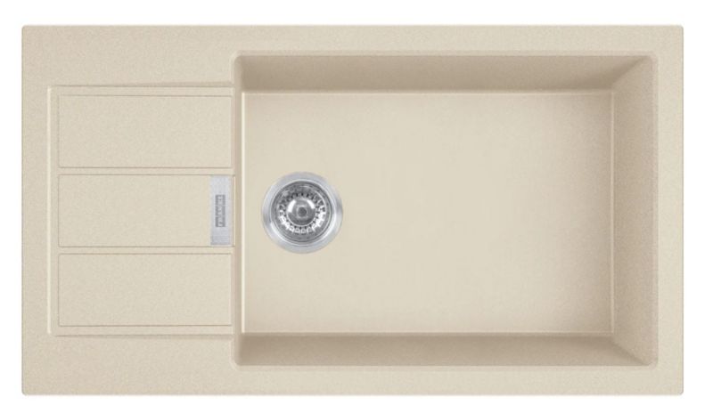 Zlewozmywak Franke Sirius Slim Tectonite 78x43,5cm beżowy, 1-komorowy, syfon, odpływ automatyczny, 1 szt.