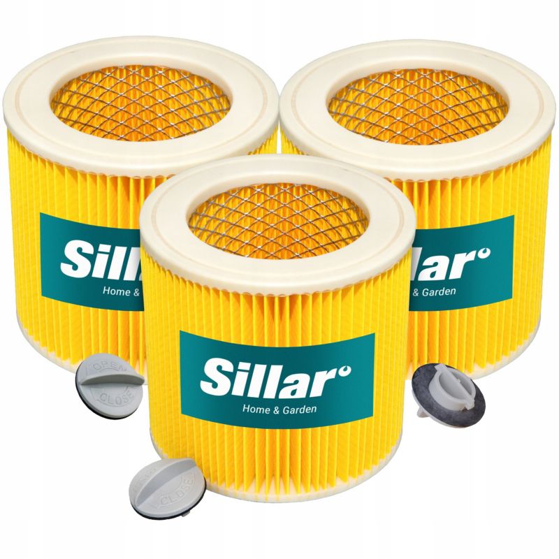 Filtry do odkurzacza, Sillar, wzmocnione siatką, zamiennik do Karcher WD2, WD3, SE, MV, KWD, 3szt