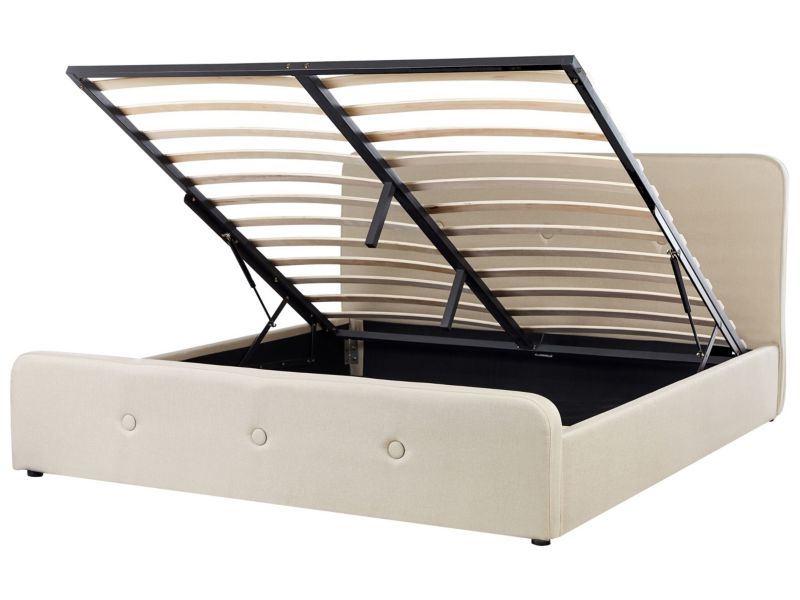 Łóżko z pojemnikiem tapicerowane 180 x 200 cm beżowe Rennes 1 szt.