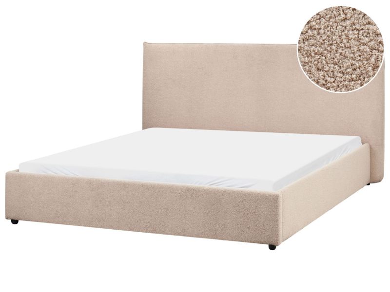 Łóżko Boucle Lavaur 160 x 200 cm Beżowoszary 1 szt.