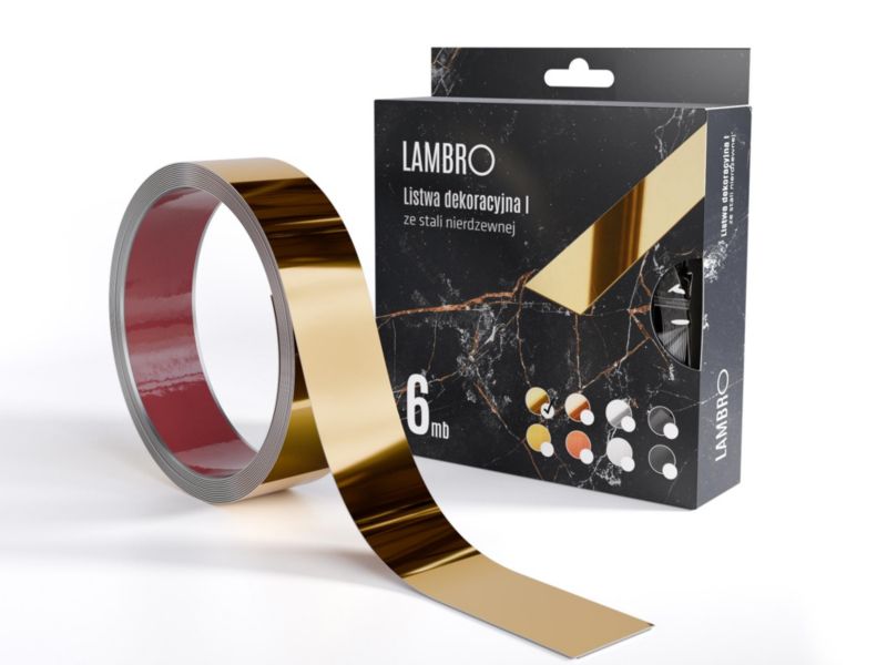 Listwa dekoracyjna samoprzylepna Lambro złoty połysk 3,8 x 600 cm 1 szt.