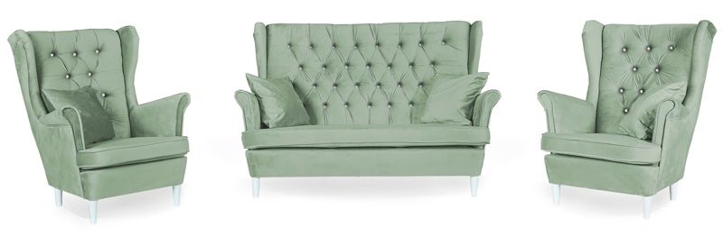 Zestaw wypoczynkowy uszak do salonu sofa fotele Family Meble Gaja szary 1szt