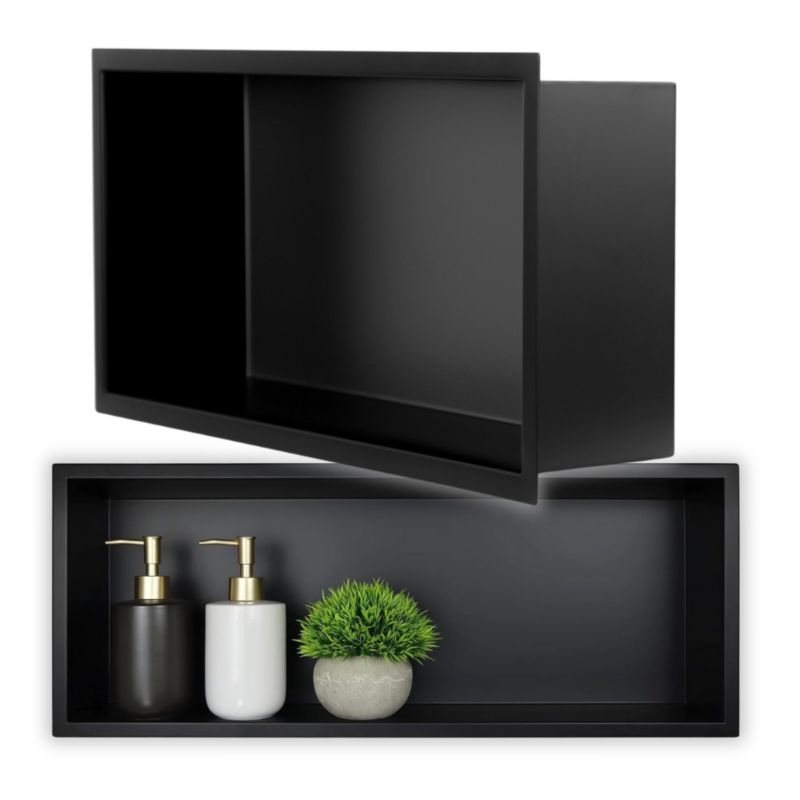 Półka Wnękowa Seddo Stal Nierdzewna Czarna Mat Bezszwowa Lakier Proszkowy Montaż Podtynkowy 45x20x10 Cm 1 Szt.