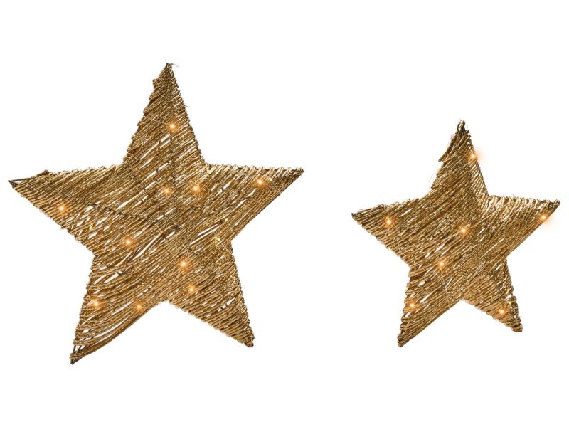 Zestaw 2 dekoracji świątecznych LED Hampen Gwiazda 24/30 cm Złoty 1 par.