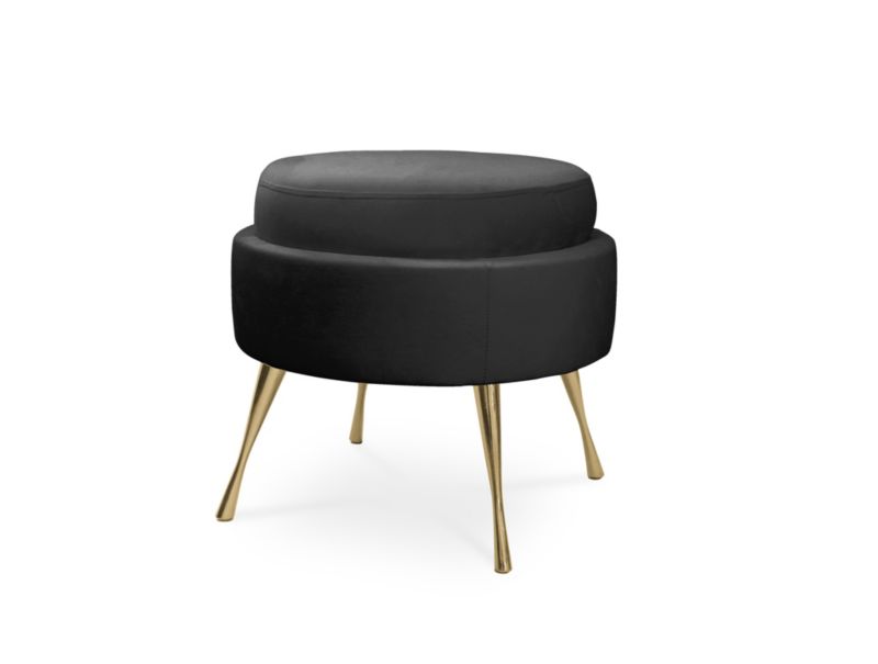 Pufa Bettso Muszelka na metalowych złotych nogach czarny 1szt.