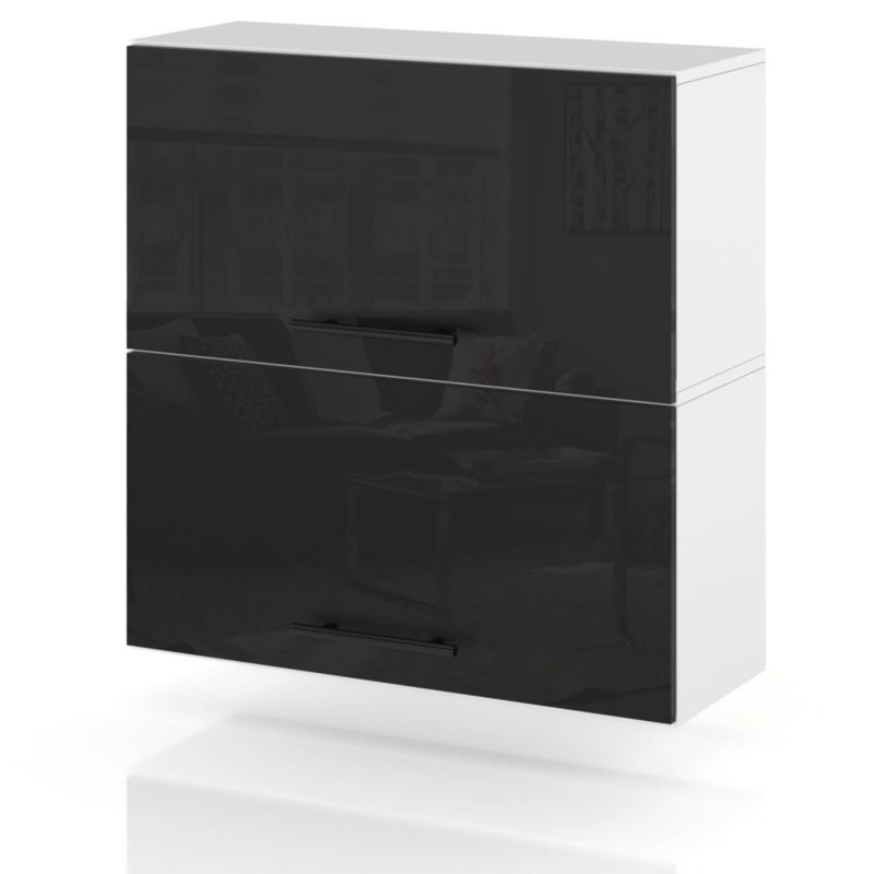 Szafka Kuchenna Hurtownia-Mebli Wisząca Klapowa W60K sPremium 60cm Biały Mat Czarny Połysk 60x32x72 cm 1szt.