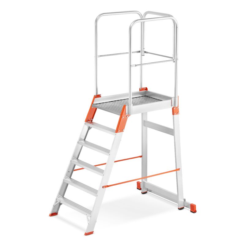 Drabina aluminiowa magazynowa ALOSS mostek podest magazynowy 6 stopnie 3,29m TUV 1 szt.