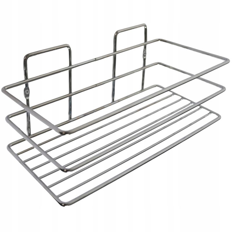 Półka łazienkowa Rodeno srebrna metalowa 2 sposoby montażu 1 szt.