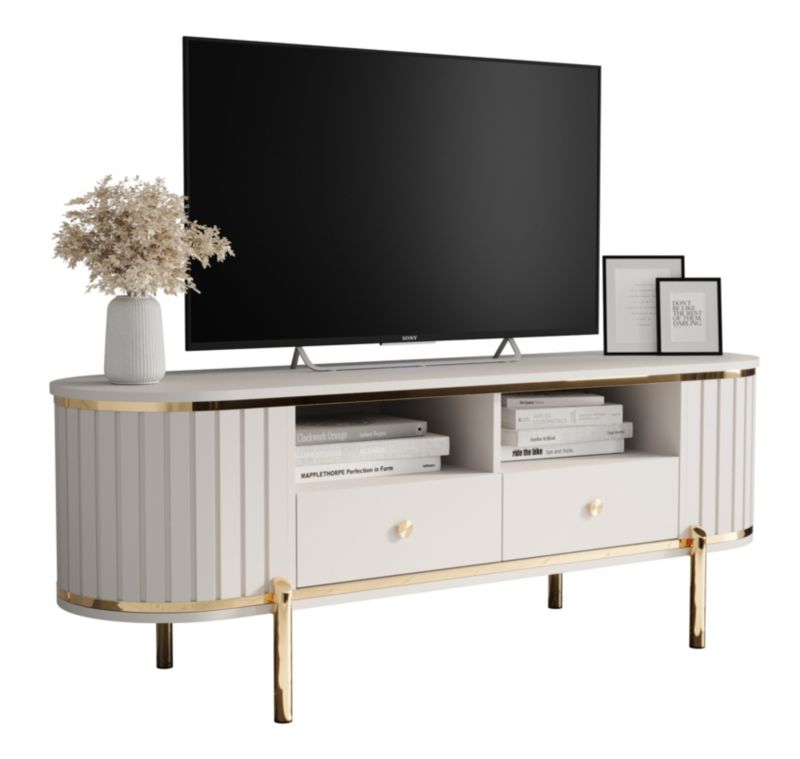 Szafka RTV półokrągła z lamelami Abiks NEW YORK 150 biały 1szt.