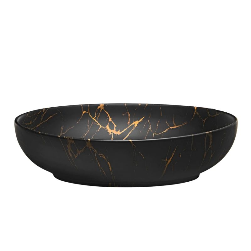 Umywalka nablatowa Furnidea 52 cm czarny mat złota owalna MONA 1 szt.