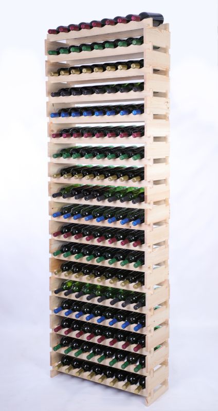 Stojak na wino MODO24 regał modułowy na butelki 18 leżni x 8 butelek montaż bez narzędzi naturalne drewno 1 szt.