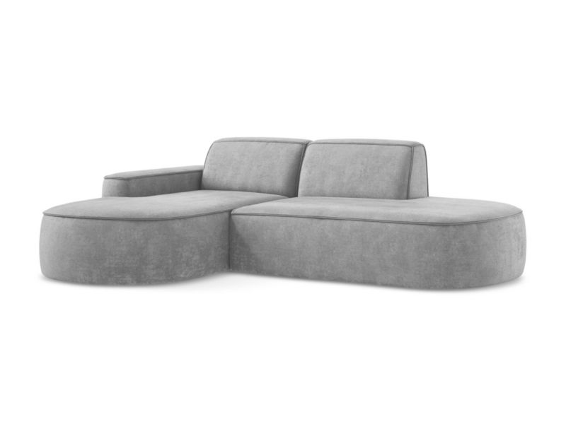 Narożnik lewostronny LaMiaSofa MELISSA z tkaniny szenilowej 284x166 cm jasny szary 1 szt.