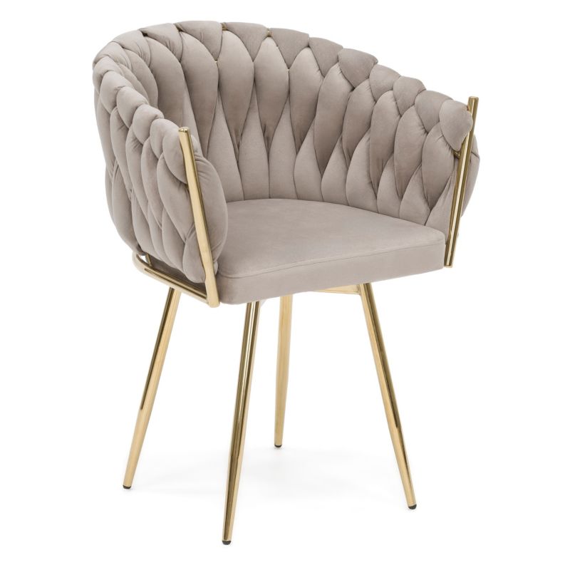 Krzesło obrotowe MebleMWM DC-7077S360 welur ciemny beż 7 nogi złote 1 szt.