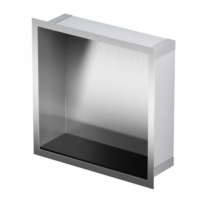 Półka wnękowa 30 x 30 x 10 cm stalowa ze szklaną nakładką na dno