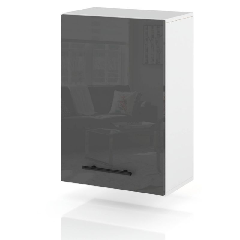 Szafka Kuchenna Hurtownia-Mebli Wisząca W45 sPremium 45cm Biały Mat Szary Połysk 45x32x72 cm 1szt.