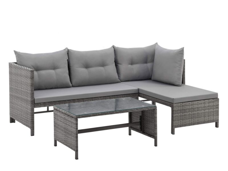 Zestaw mebli ogrodowych MebleMWM Nicea 4-osobowy technorattan szary 1 kpl.