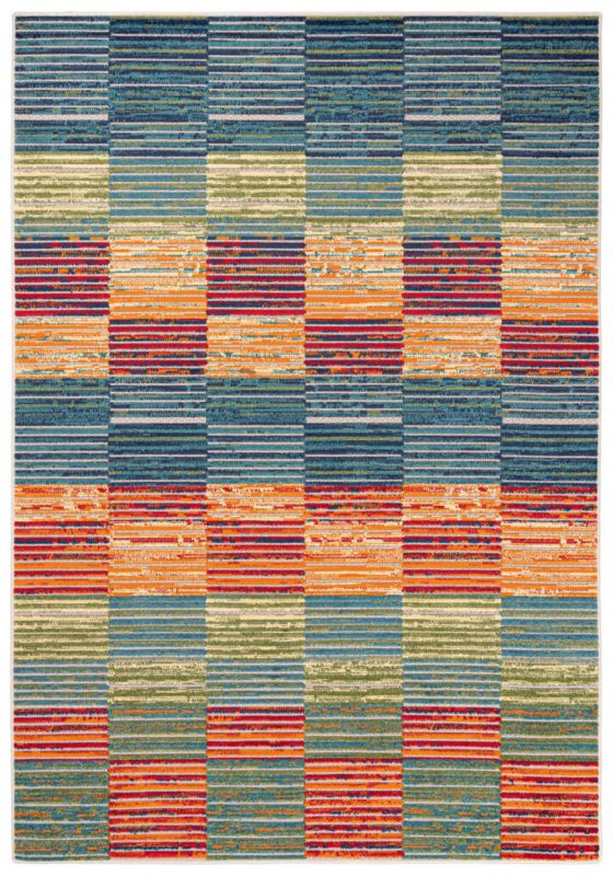 Dywan Zewnętrzny / Wewnętrzny Płaskotkany Aventura ED24A prostokąt Mazovia 80x 150 cm kolorowy motyw geometryczny,kratka 1 szt.