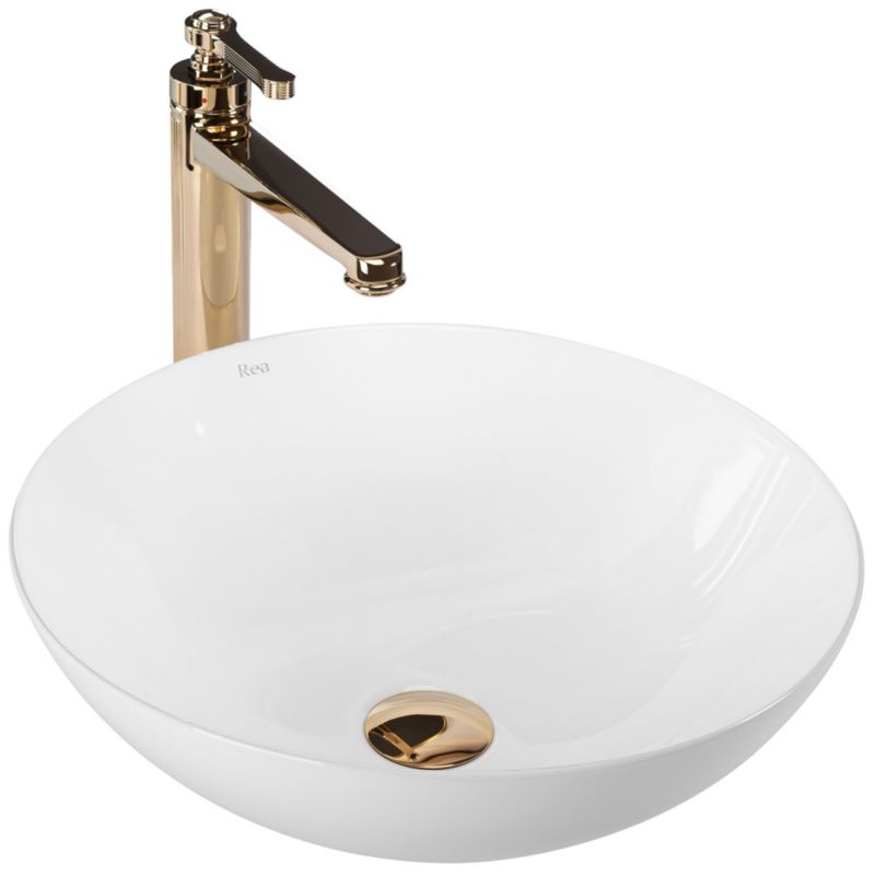 Umywalka Nablatowa Rea Erica Okrągła Biały 40X40X14,5Cm 1 Szt