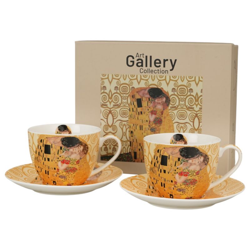 Filiżanki Gustav Klimt Duo 250ml porcelanowe ze spodkami 2 szt.