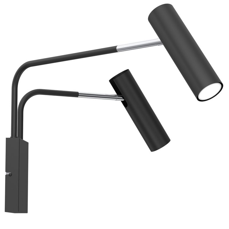 Kinkiet ścienny Luminex Axion czarny mat-chromowany do czytania 2 x GU10 x 8W IP20 wym: 38 x 60 x 52 cm - 1 szt.