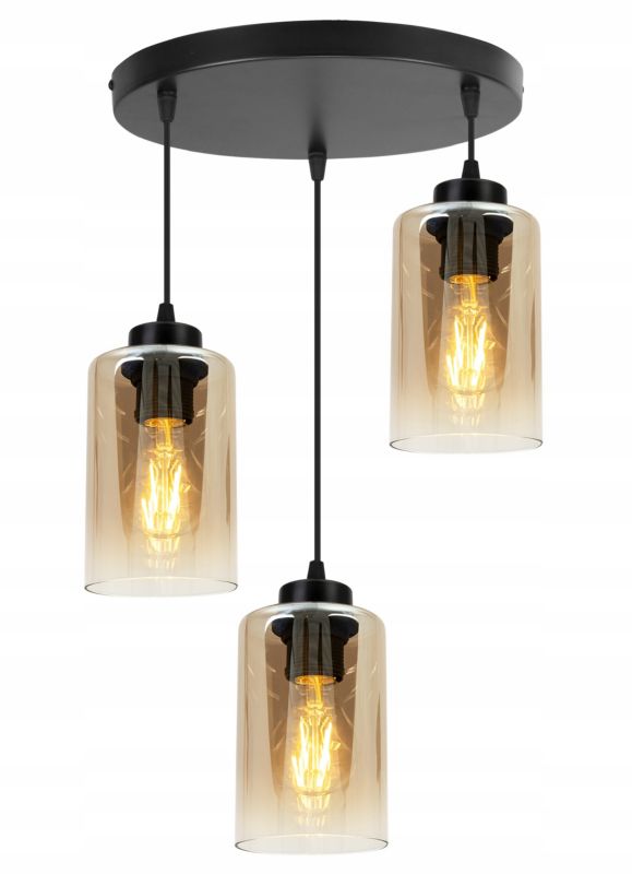 Lampa sufitowa wisząca Light Home LH Hella 3x E27 60W okragła miodowy 1szt.