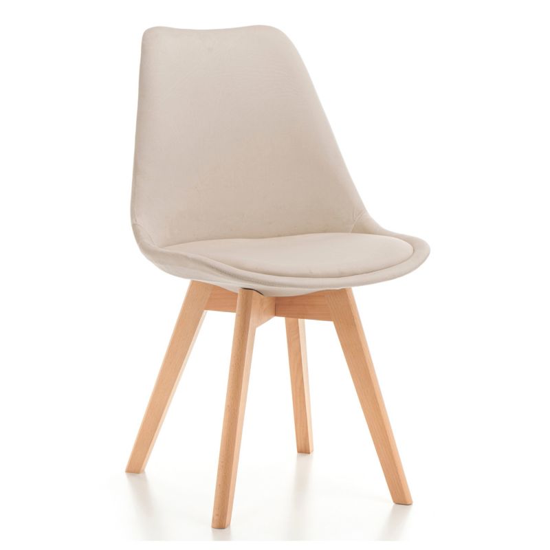 Krzesło tapicerowane New Home DUBLIN WELUR beżowe skandynawskie 1 szt.