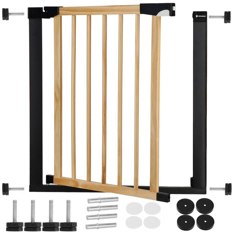 Barierka na schody Springos 75-82 cm ochronna bramka rozporowa zabezpieczająca brązowo-czarna 1 szt.