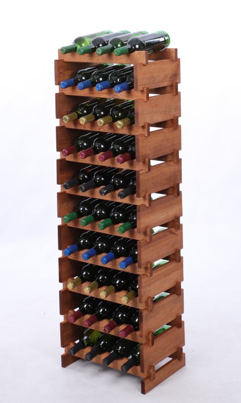 Stojak na wino MODO24 regał modułowy na butelki 10 leżni x 4 butelki montaż bez narzędzi impregnacja brązowa 1 szt.