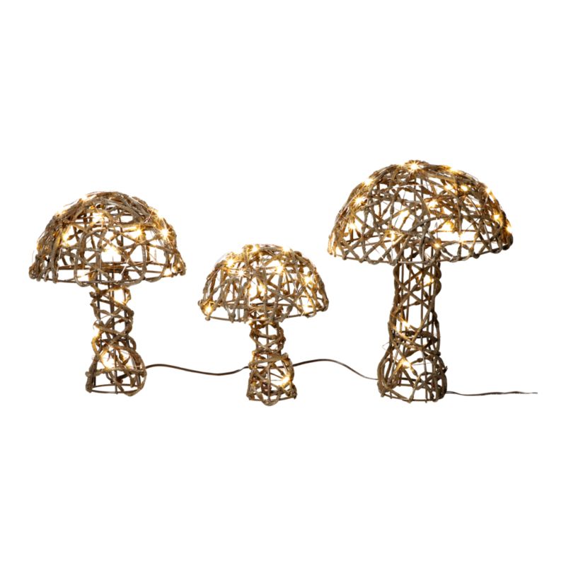 Ozdoba led grzyby 3 sztuki polirattan