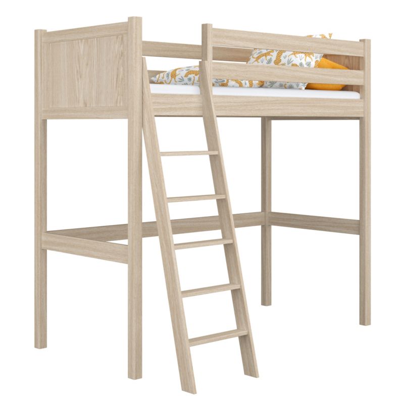 Dębowe łóżko na antresoli N-WOOD N04 120x200 dąb bielony 1 szt.