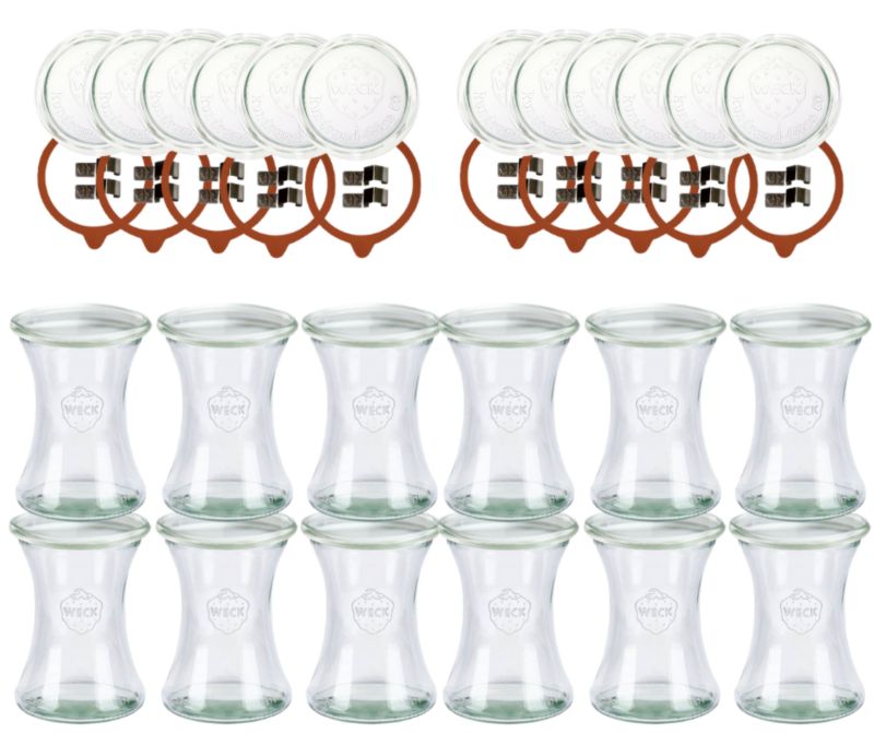 Słoiki MODO24 Weck 370 ml fi 80 deli szklane wieka gumki zapinki 12 kpl.
