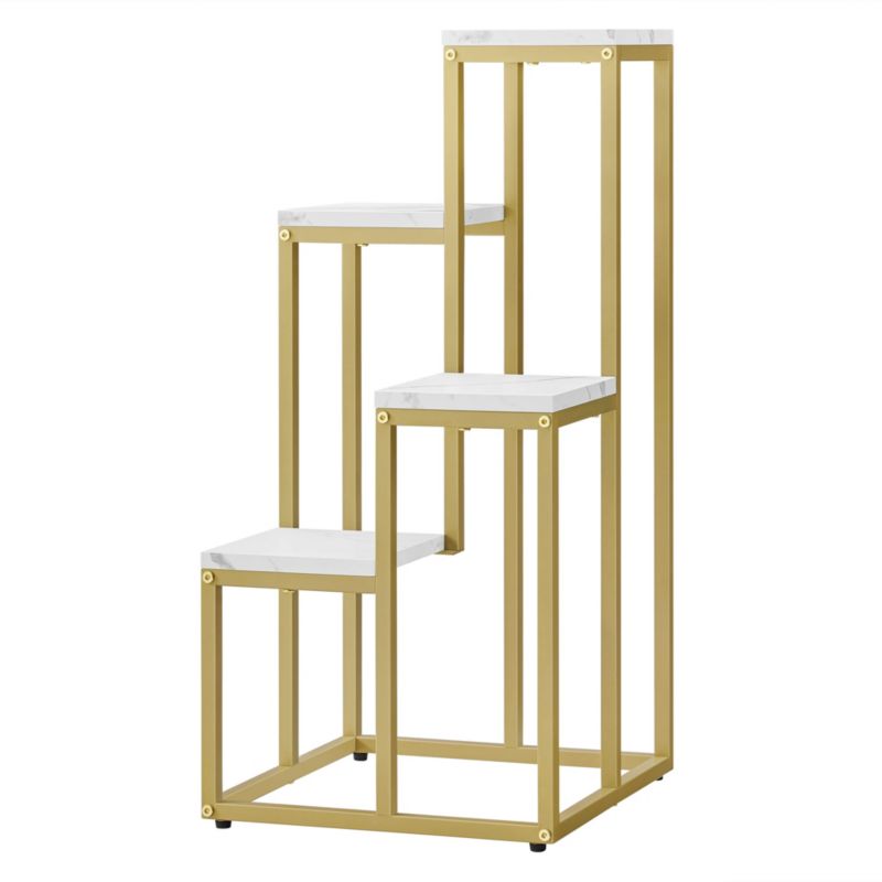 Regał kwietnik 4 półki, Songmics - marmur / nogi złote 1szt