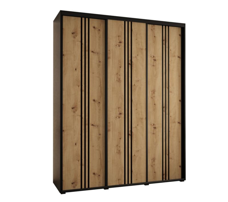 Szafa przesuwna Abiks DAVOS 6 wysoka szer.200cm gł.45cm czarny/artisan/czarny 1szt.