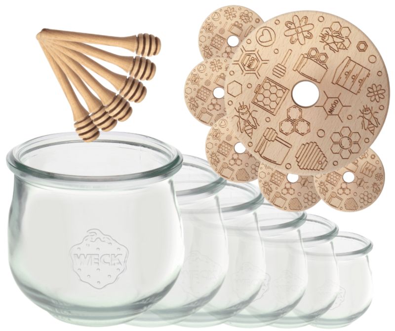 Słoiki do miodu MODO24 Weck 370 ml fi 80 tulip nabieraki W4 6 kpl.